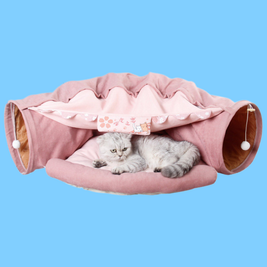 猫用 トンネルベッド 保温 四季対応 くぐれる くつろぎ ペット遊びクッション