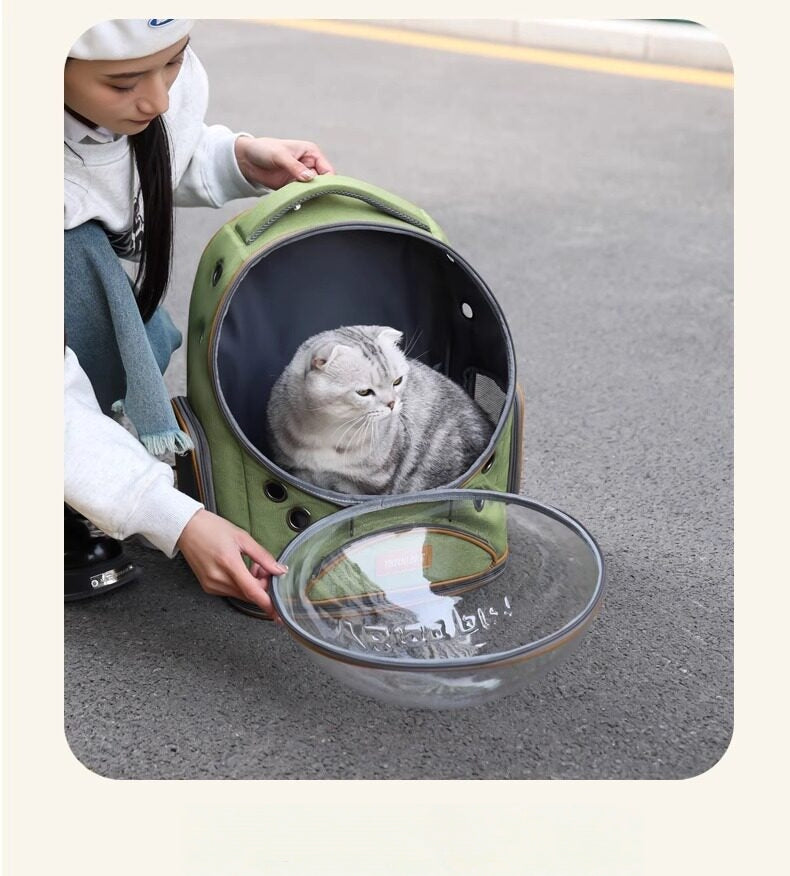 大容量 宇宙船デザイン 猫用お出かけリュック 通気性抜群 ペットキャリー 背負い式 小型犬対応