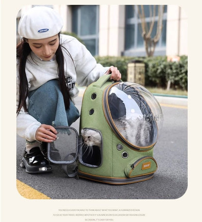 大容量 宇宙船デザイン 猫用お出かけリュック 通気性抜群 ペットキャリー 背負い式 小型犬対応