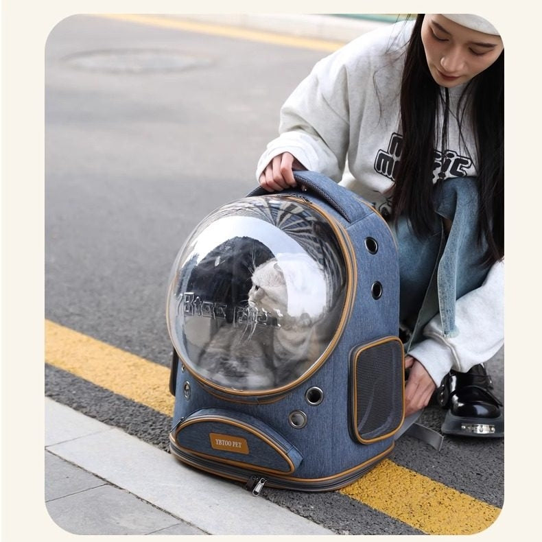 大容量 宇宙船デザイン 猫用お出かけリュック 通気性抜群 ペットキャリー 背負い式 小型犬対応