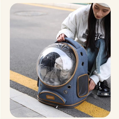 大容量 宇宙船デザイン 猫用お出かけリュック 通気性抜群 ペットキャリー 背負い式 小型犬対応