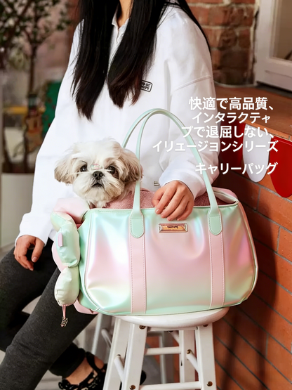 幻彩グラデーション ペットバッグ 猫ちゃんワンちゃん用 斜めがけキャリー