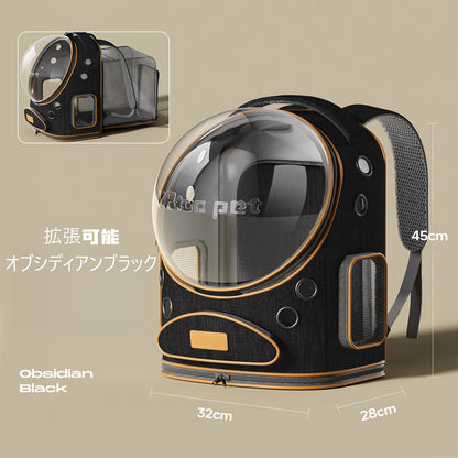 大容量 宇宙船デザイン 猫用お出かけリュック 通気性抜群 ペットキャリー 背負い式 小型犬対応