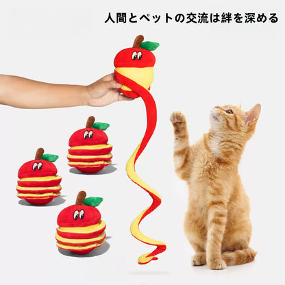 りんごデザイン 猫犬用おもちゃ 音が出る けりぐるみ キャットトイ 犬用おもちゃ ストレス解消