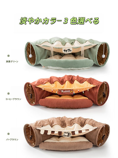 猫用 トンネルベッド 保温 四季対応 くぐれる くつろぎ ペット遊びクッション
