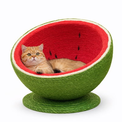 サイザル麻 スイカ型 猫用ベッド／爪とぎ対応