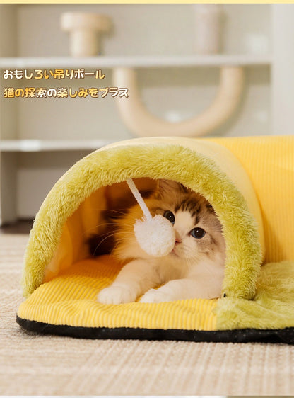 猫用 トンネルベッド 秋冬 保温 くぐれる ペット 遊び 寝床