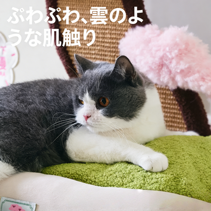 桜デザイン 猫用ベッド 爪とぎ付き キャットハウス 四季対応 冬も快適 かわいい 猫用品